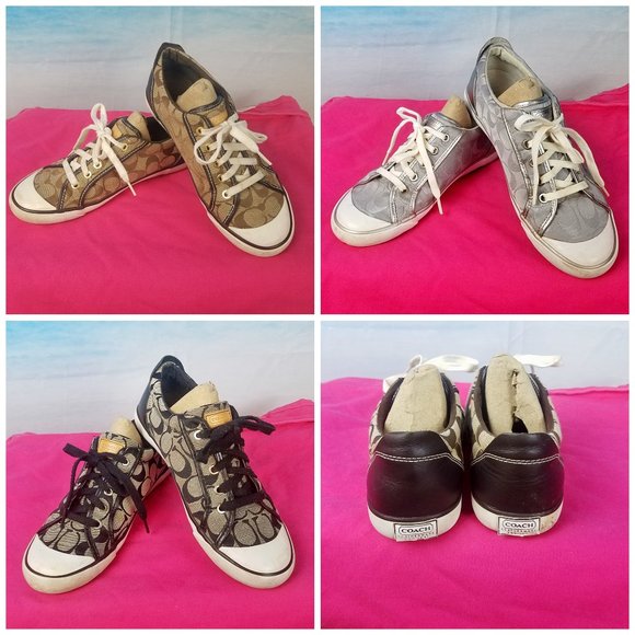Coach Shoes - 3 Pair COACH Tennis Barrett Sneakers LOGO Shoes Low Top Lace size size 8.5